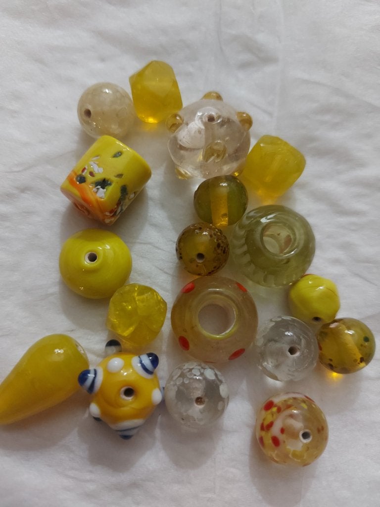 Mix verschillende gele glaskralen, Verzenden, Nieuw, Kraal
