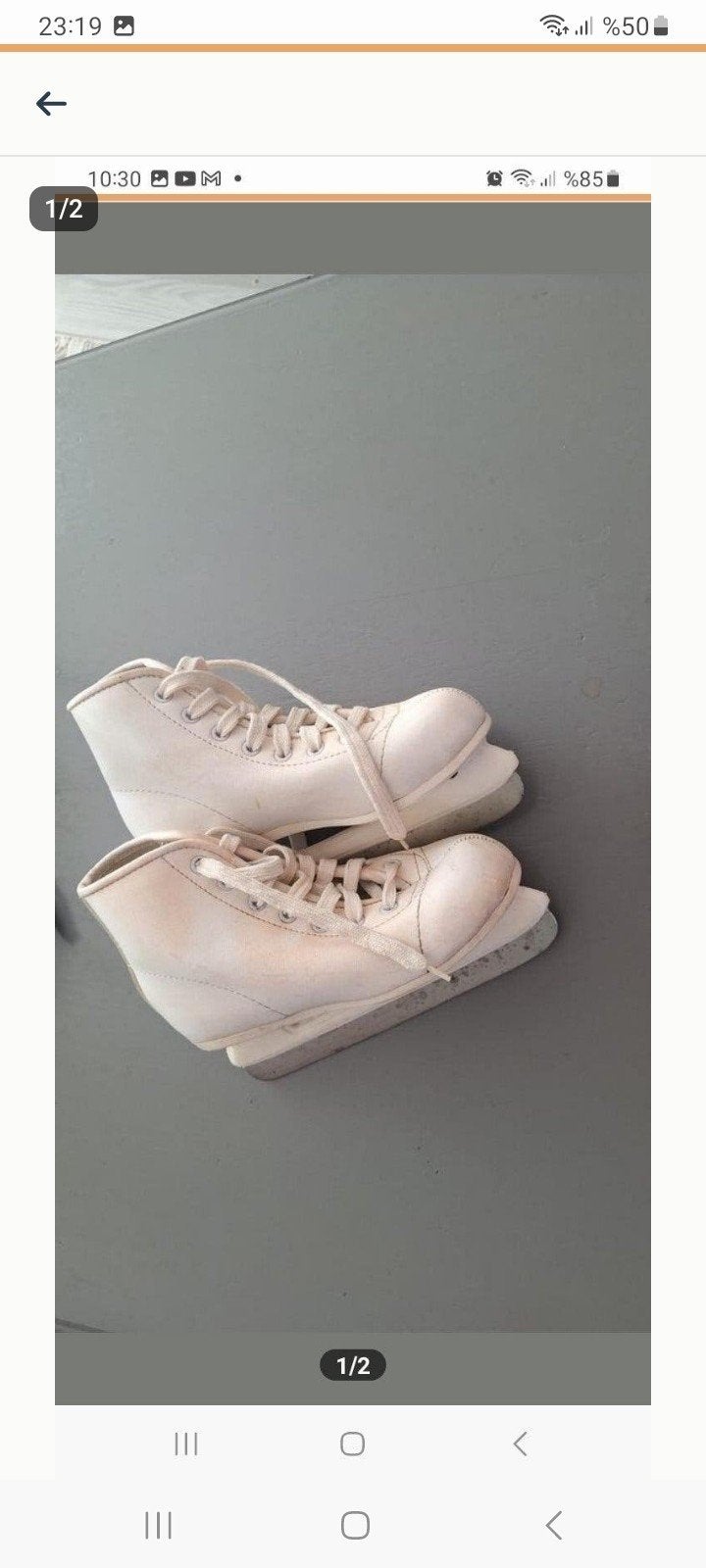 Witte kunstschaatsen - Maat onbekend, Ophalen, Gebruikt, Kunstschaatsen, Overige merken