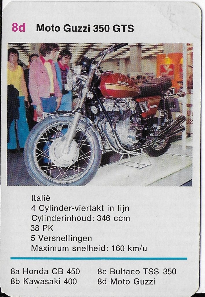 M12 motorkaartje Moto Guzzi 350 GTS ( 8d ), Ophalen of Verzenden, Zo goed als nieuw, Auto's