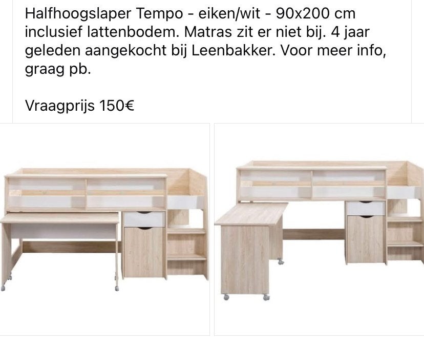 Hoogslaper te koop, Kinderen en Baby's, Kinderkamer | Stapelbedden en Hoogslapers, Ophalen, Zo goed als nieuw, Halfhoogslaper