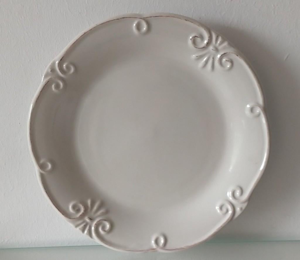 cremekleur gebaksborden aardewerk, volgnr 115, Ophalen of Verzenden, Steen/keramiek, Wit, Overige typen