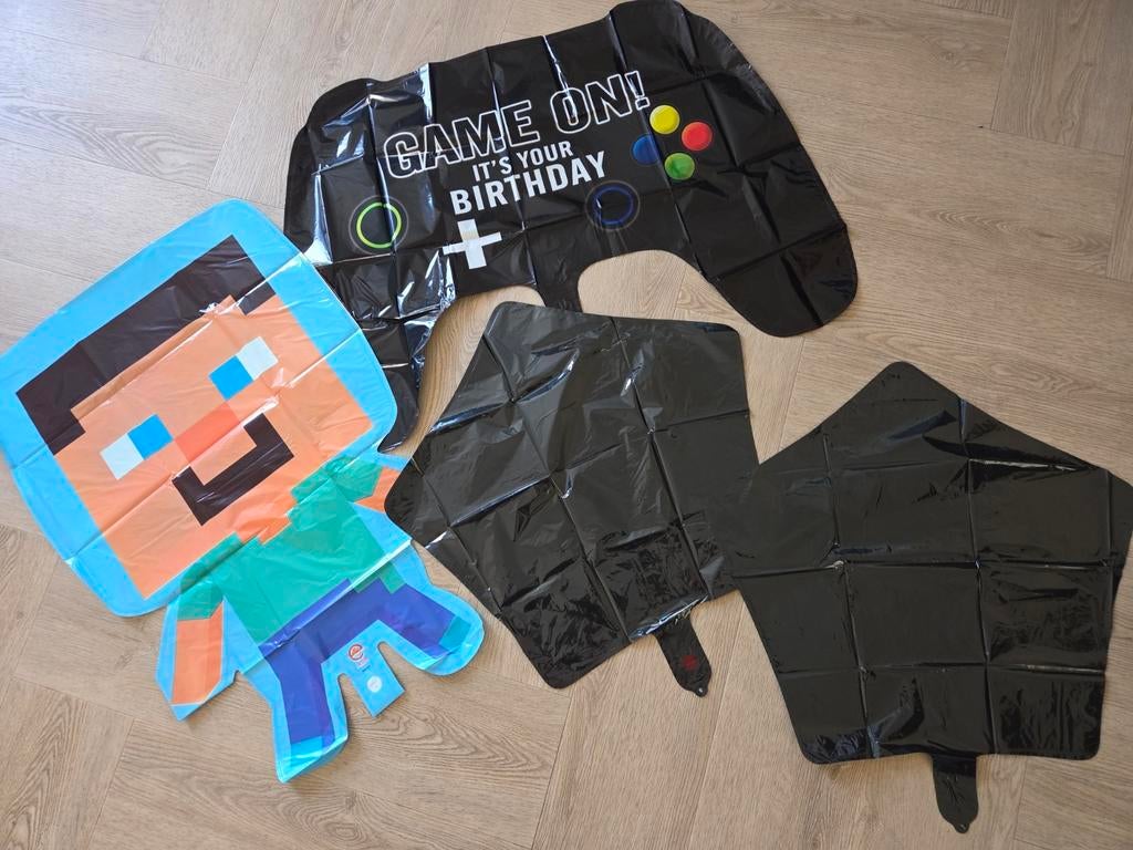 Minecraft * Gamecontroller  * set van 4 folie ballonnen, Ophalen of Verzenden, Nieuw, Versiering, Verjaardag