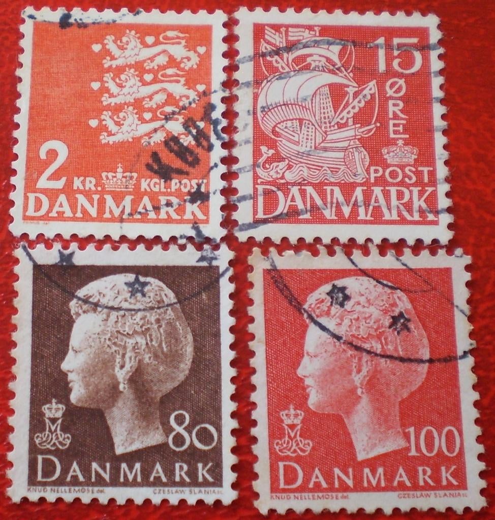 Denemarken - 4x - 1x Boot, Verzenden, Denemarken, Gestempeld