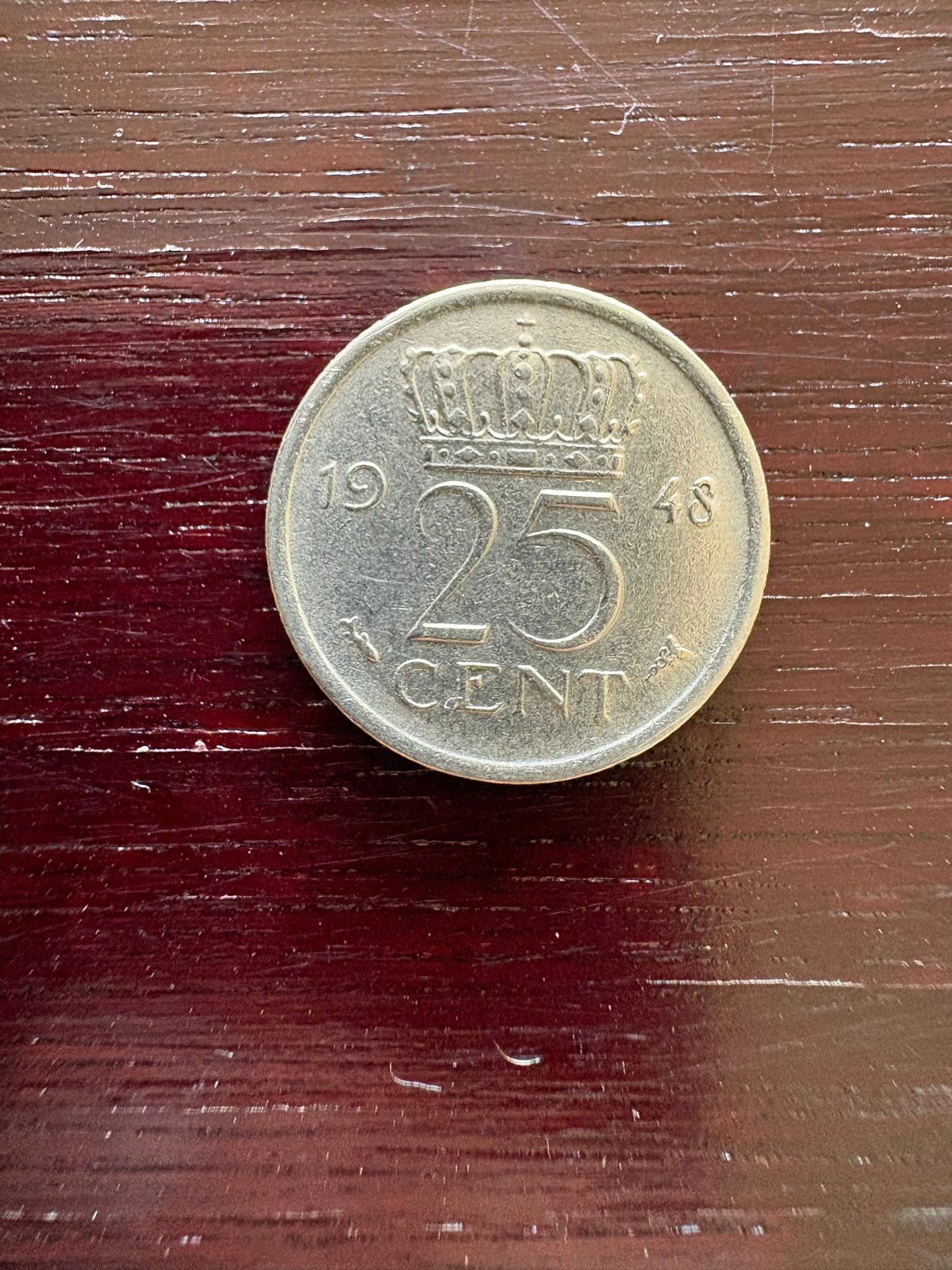 Kwartje Wilhelmina 1948 - Zilveren munt, Postzegels en Munten, Munten | Nederland, Zilver, 25 cent, Ophalen of Verzenden, Koningin Wilhelmina