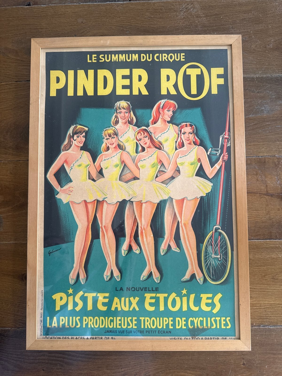 Origineel ingelijst affiche Circus Pinder - zeer gewild, Rechthoekig Staand, Ophalen of Verzenden, Zo goed als nieuw, A1 t/m A3