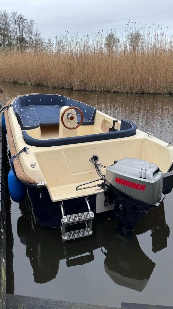 Oud Huijzer sloep 500 en Mariner 15PK motor, Watersport en Boten, Gebruikt, 15 pk, 5 m, Rondzit