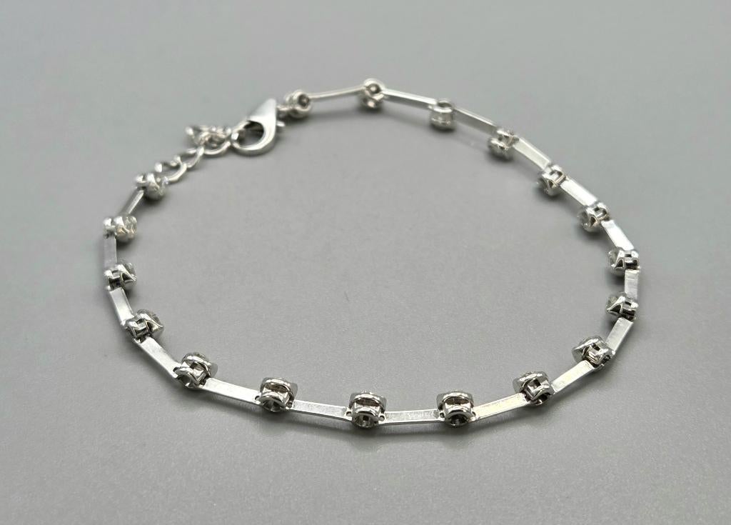 Wit gouden vintage armband met diamant ca: 0.50 ct. 2026/297, Sieraden, Tassen en Uiterlijk, Armbanden, ., Wit, Ophalen of Verzenden
