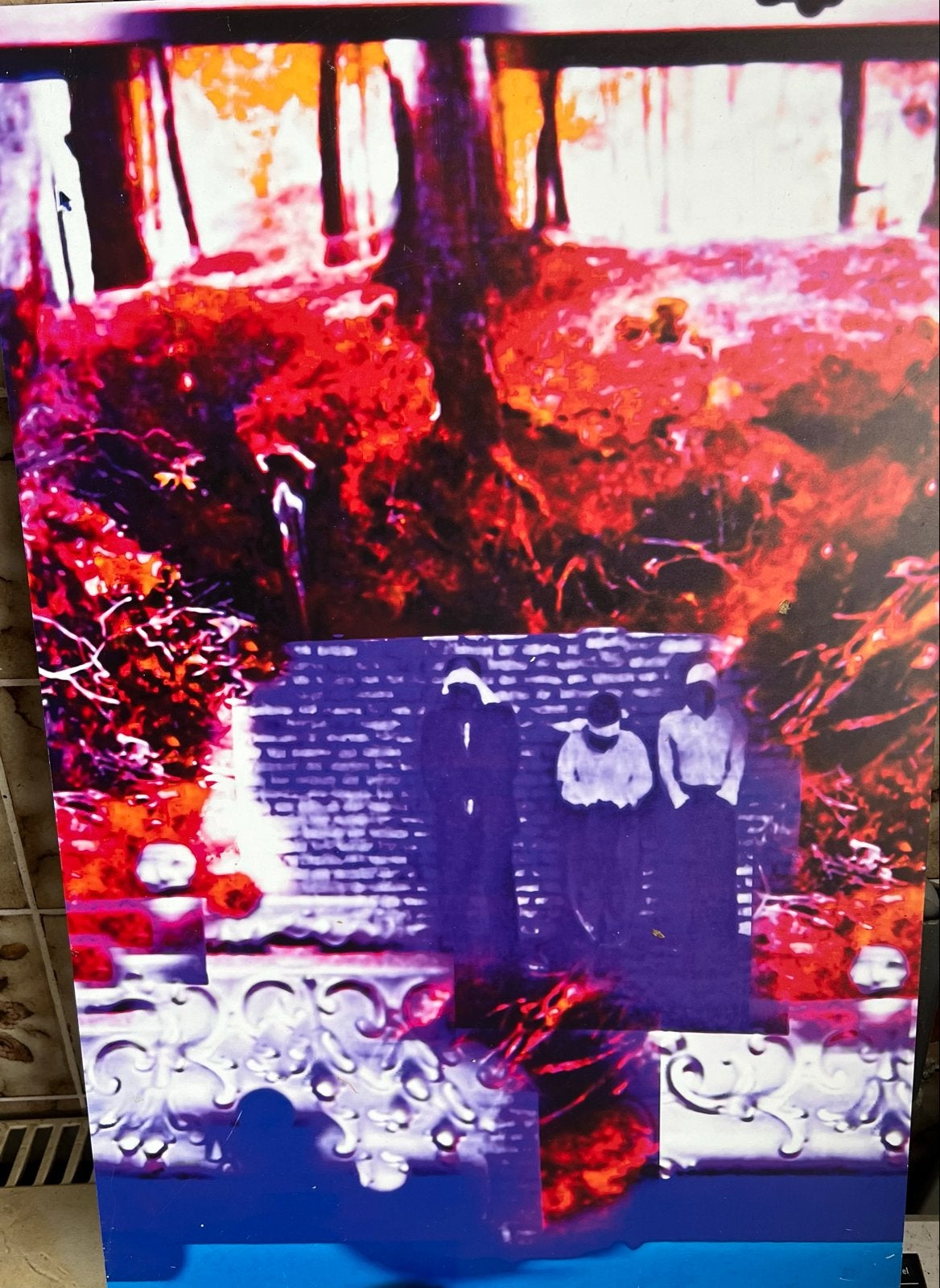 Abstracte print met figuren en bos, Abstract, Portret of Personen, Overige ondergronden, Ophalen of Verzenden