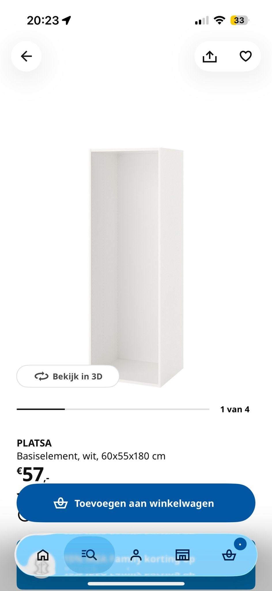 IKEA Platsa basiselement met 2 kledingroedes, Huis en Inrichting, Ophalen, Gebruikt, 50 tot 100 cm, 150 tot 200 cm