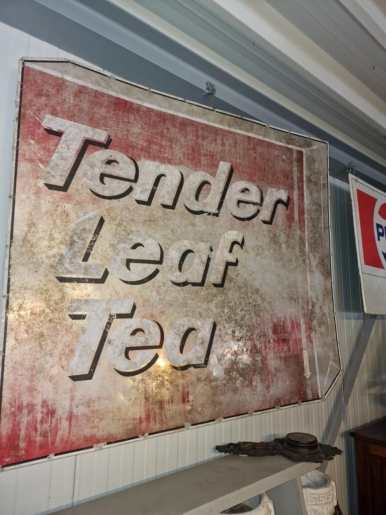 Tender leaf tea reclame bord usa metaal 50jaren