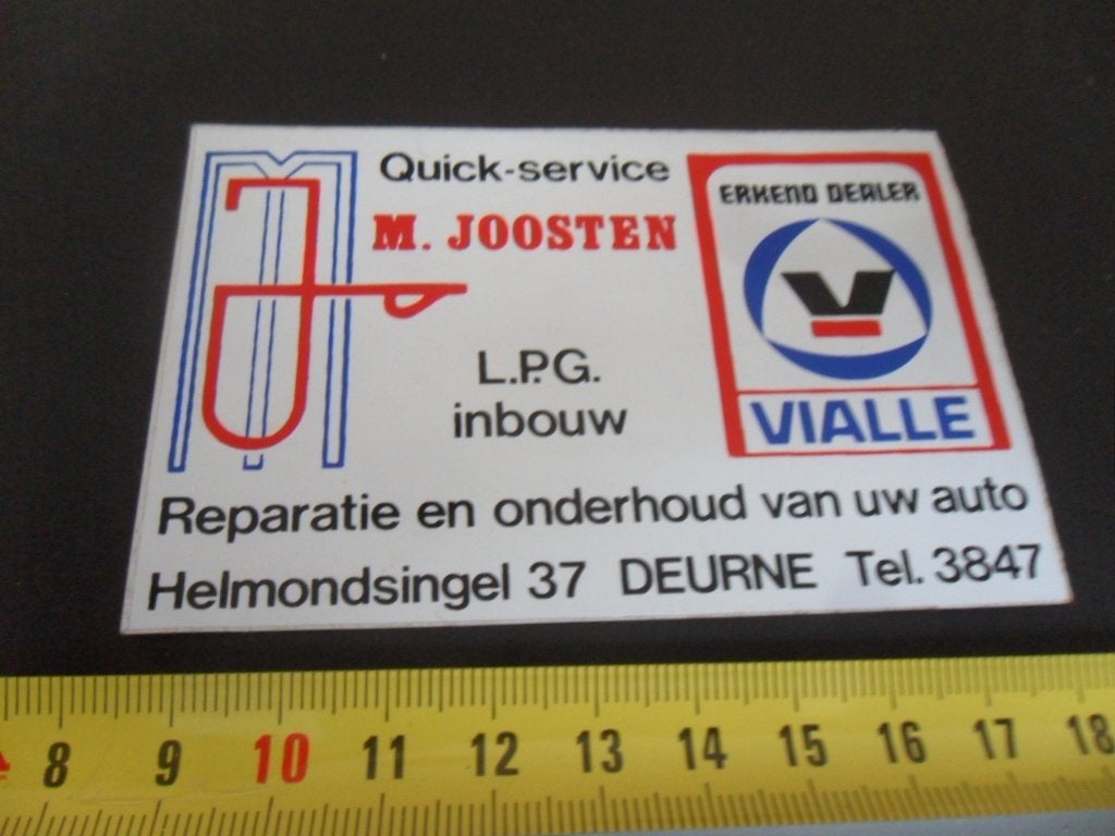 sticker Deurne Quick Service M. JOOSTEN  LPG inbouw VIALLE, Ophalen of Verzenden, Zo goed als nieuw