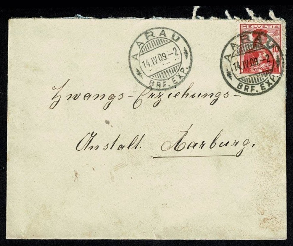 Zwitserland : envelopje afgestempeld AARAU 14.IV.1909, Postzegels en Munten, Brieven en Enveloppen | Buitenland, Verzenden, Envelop
