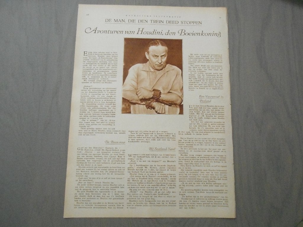 Houdini. Boeienkoning. 1928., Ophalen of Verzenden, 1920 tot 1940, Nederland, Knipsel(s)