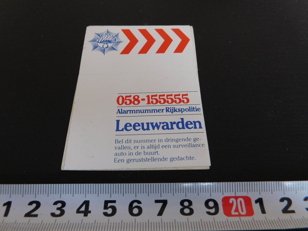 sticker Politie Rijkspolitie Leeuwarden RP 058-155555 *, Ophalen, Zo goed als nieuw