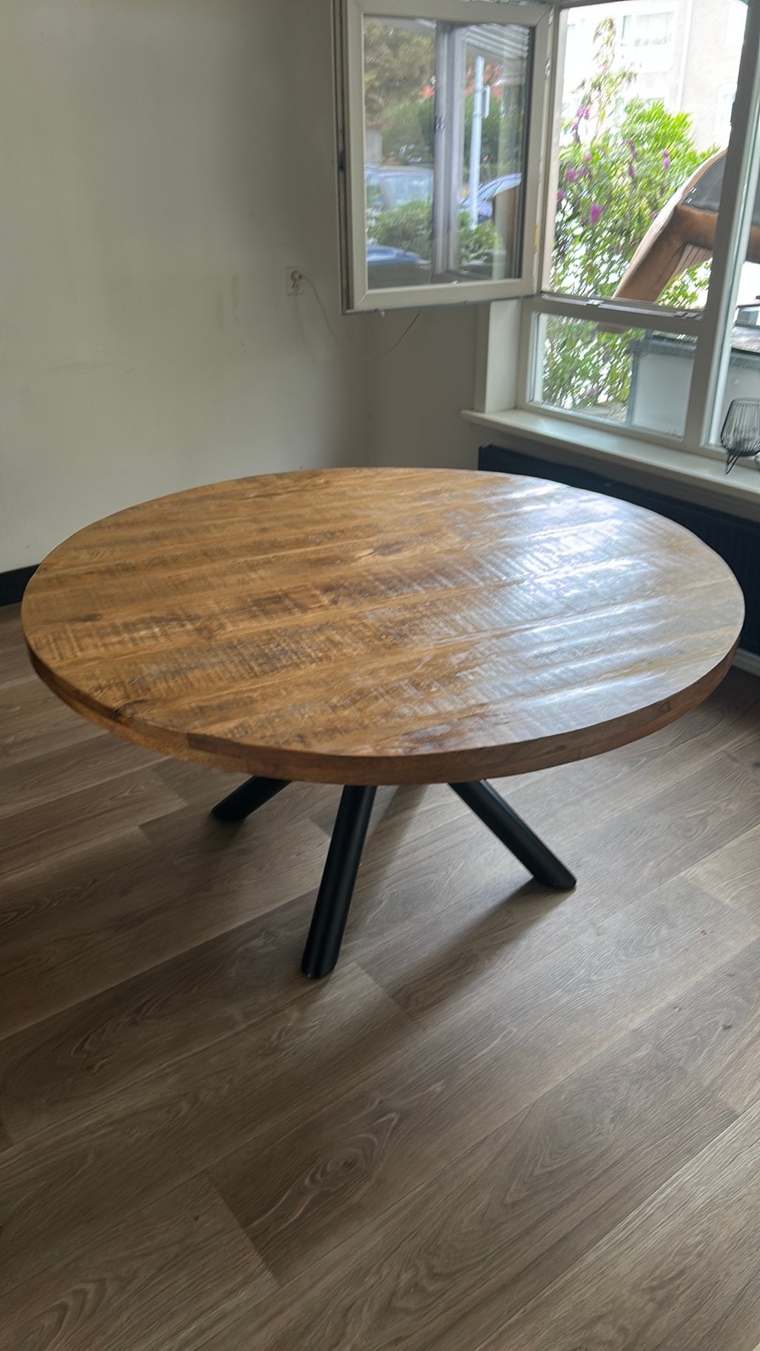 Ronde eettafel 150 cm, Ophalen, Zo goed als nieuw, Rond, 100 tot 150 cm