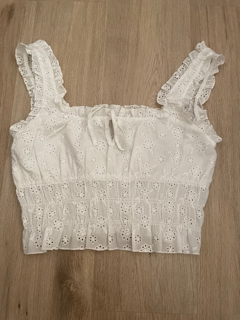 Leuke broderie top, Wit, Maat 42/44 (L), Ophalen of Verzenden, Zonder mouw