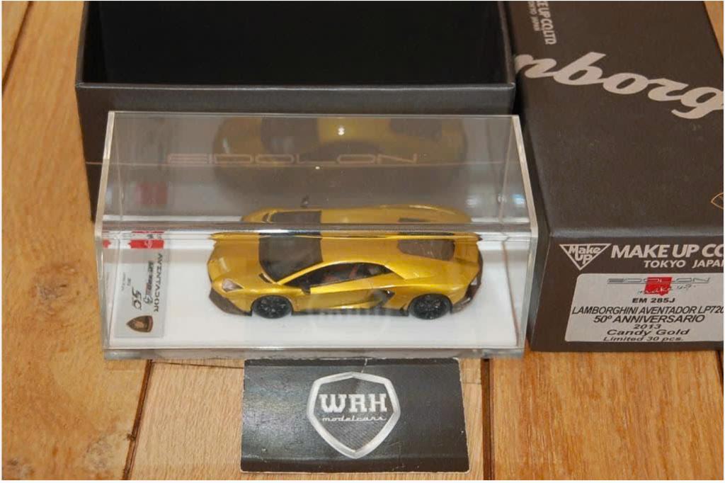 1:43 LAMBORGHINI AVENTADOR 50TH anniversary gold Make up WRH, Hobby en Vrije tijd, Modelauto's | 1:43, Verzenden, Zo goed als nieuw