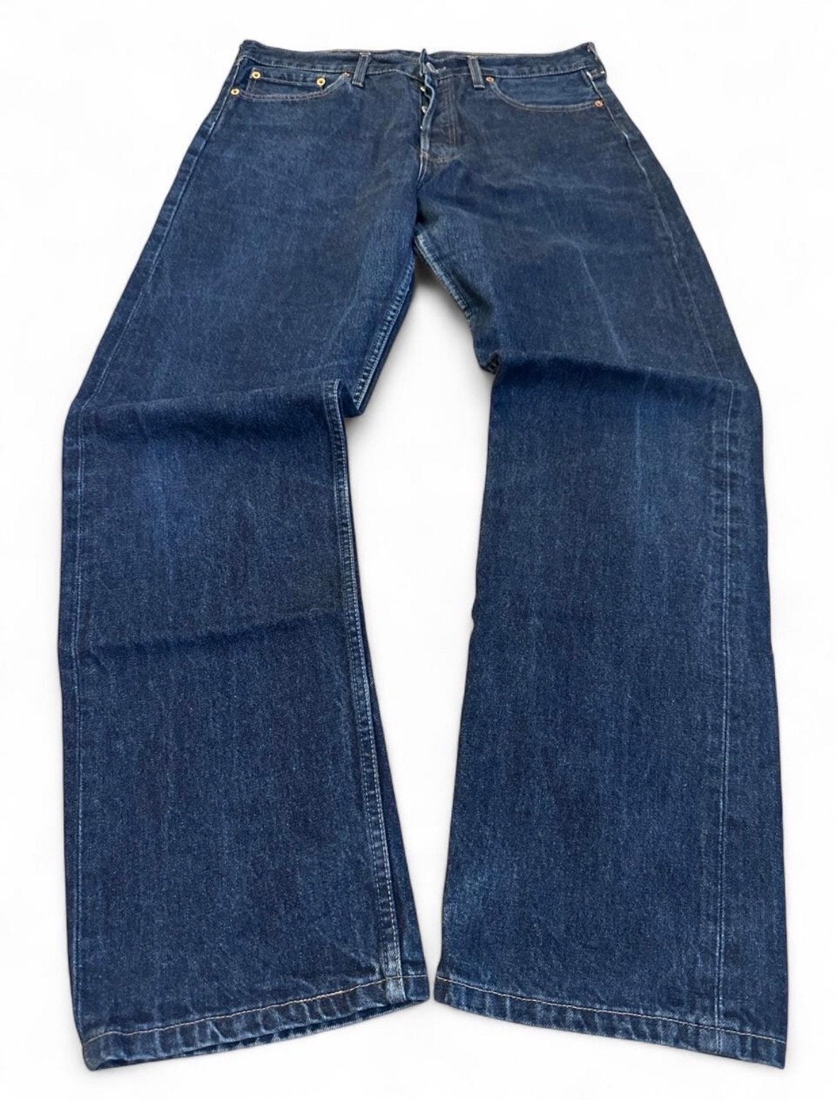 Vintage Levi's 590 Wide Leg Jeans W34 L34 Donkerblauw Y2K, Ophalen of Verzenden, Gedragen, Blauw, W33 - W34 (confectie 48/50)