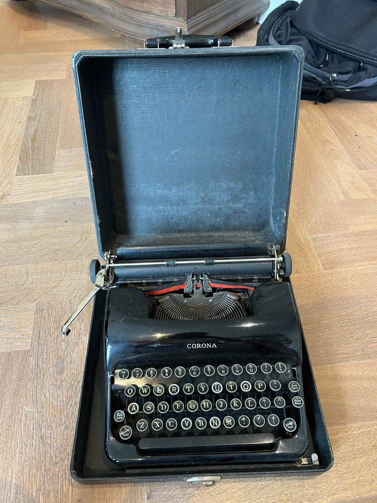 Vintage Corona typemachine met originele koffer – zwart, Ophalen of Verzenden, Nieuw