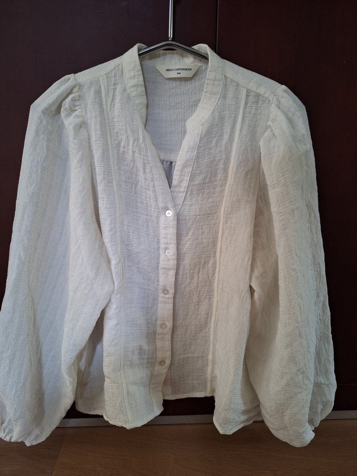 Blouse creme MSCH Copenhagen, Ophalen of Verzenden, Zo goed als nieuw, Maat 38/40 (M), Beige