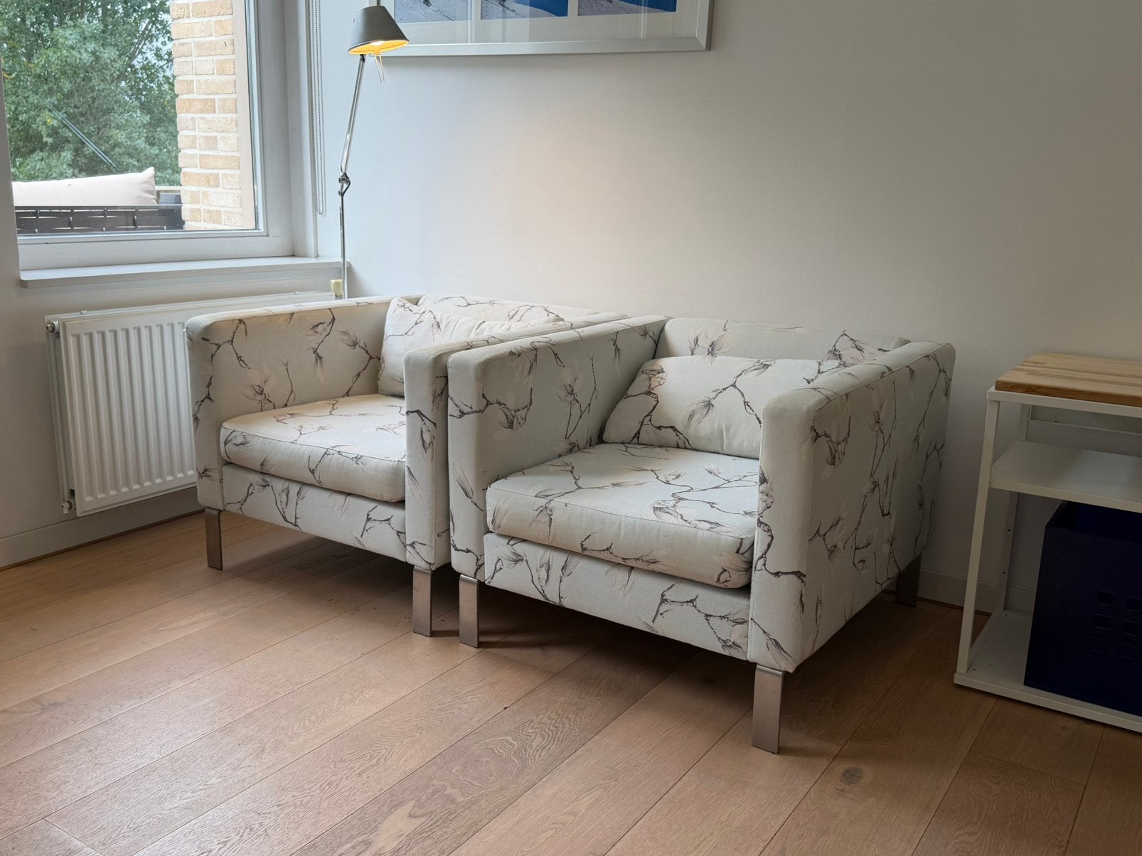 2 Designers Guild Square designfauteuils, Huis en Inrichting, Ophalen, Gebruikt, 75 tot 100 cm, Stof