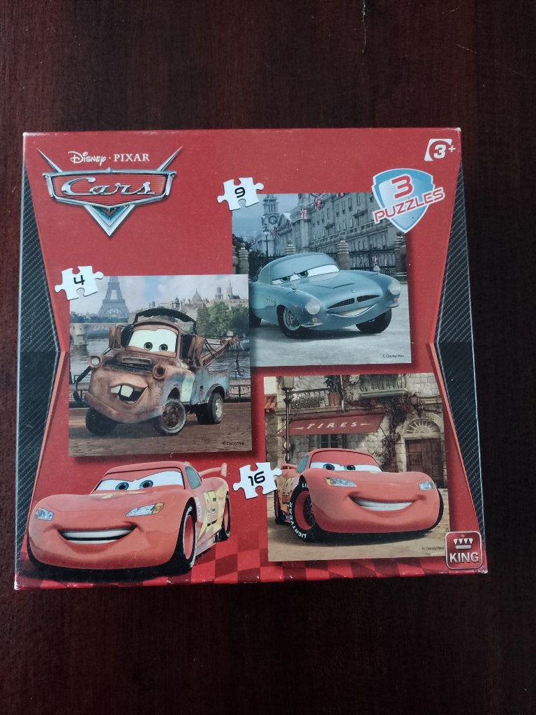 Disney Cars puzzel, 3 in 1 doos, compleet, Kinderen en Baby's, Speelgoed | Kinderpuzzels, Ophalen, 10 tot 50 stukjes, Gebruikt