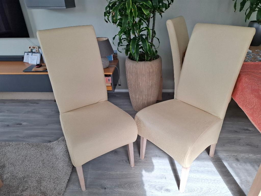4 leren eetkamer stoelen, gratis, Ophalen, Gebruikt, Overige kleuren, Leer