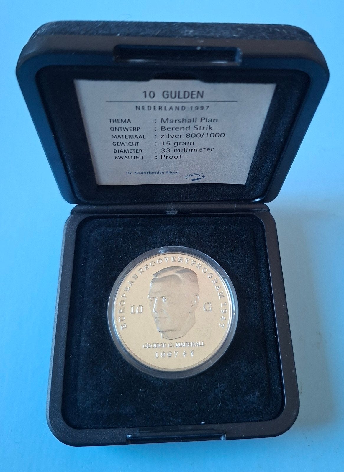 10 Gulden Nederland 1997 - Marshall Plan Zilver Proof, Verzenden, Koningin Beatrix, Zilver, Losse munt