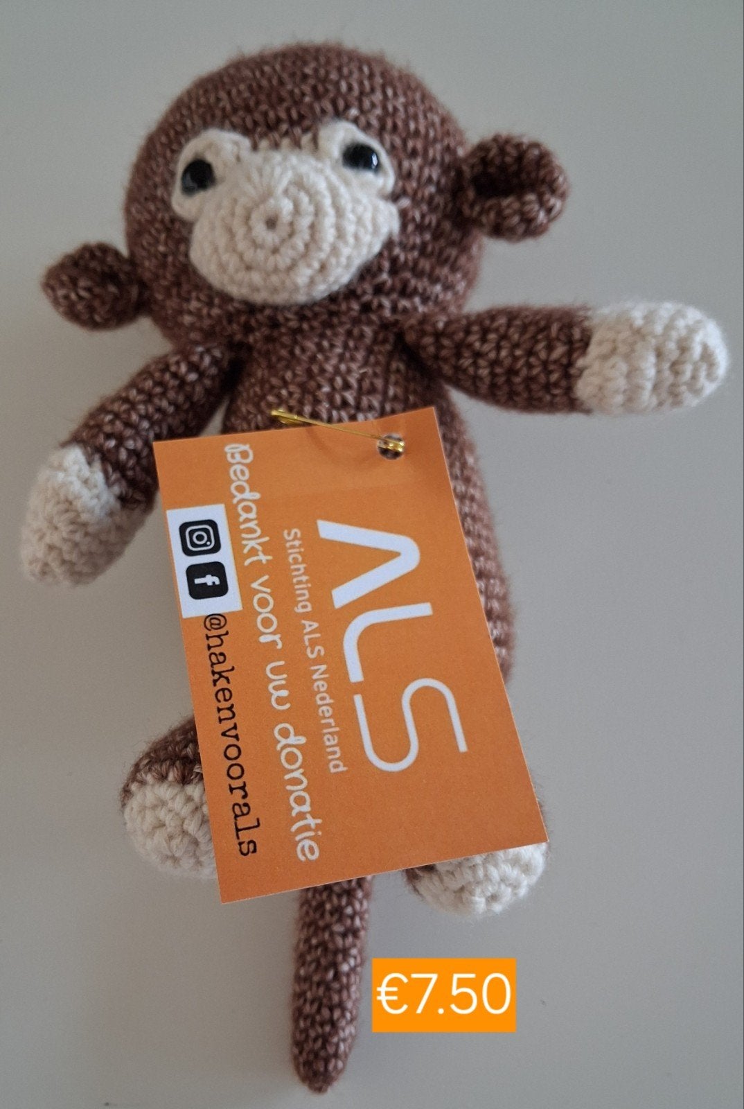 Gehaakte ALS Aap Knuffel - Steun het goede doel, Overige merken, Overige karakters, Nieuw, Ophalen of Verzenden