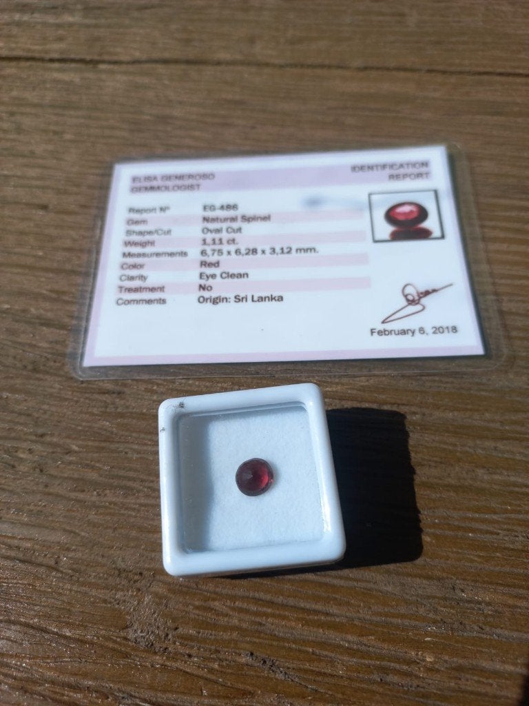 Natuurlijke Rode Spinel (1.11 ct) – Sri Lanka – Onbehandeld, Ophalen of Verzenden, Nieuw