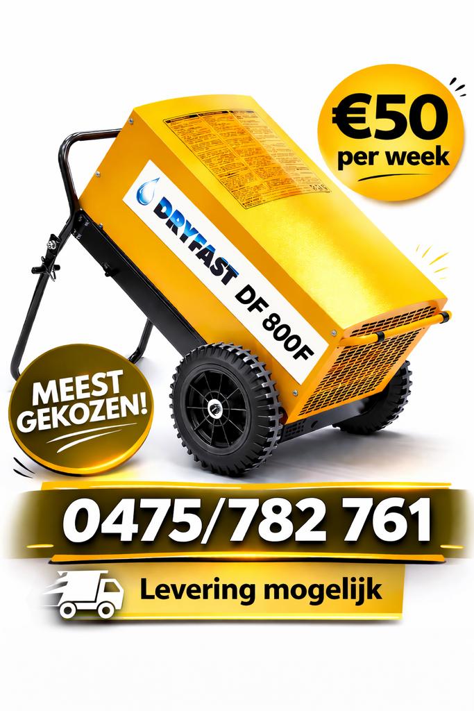 Bouwdroger huren 50€/week , Gratis ventilator,  Dryfast 800F, Ophalen, Zo goed als nieuw