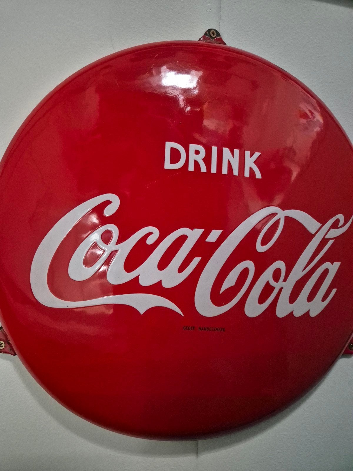 Vintage Coca-Cola Reclamebord - Rond Emaille Bord, Verzamelen, Ophalen of Verzenden