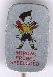 INTROVA frobel speelgoed blik speldje ( W_318 ), Verzamelen, Verzenden, Zo goed als nieuw, Merk, Speldje of Pin