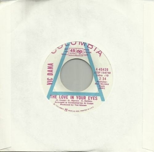 Vic Dana – The Love In Your Eyes / Child Of Mine  promo, Cd's en Dvd's, Vinyl | Pop, 7 inch, Ophalen of Verzenden, Zo goed als nieuw