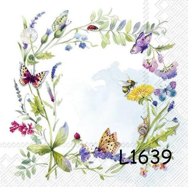 Servetten decoupage/bullet journal * bloemen vlinders L1639, Verzenden, Nieuw
