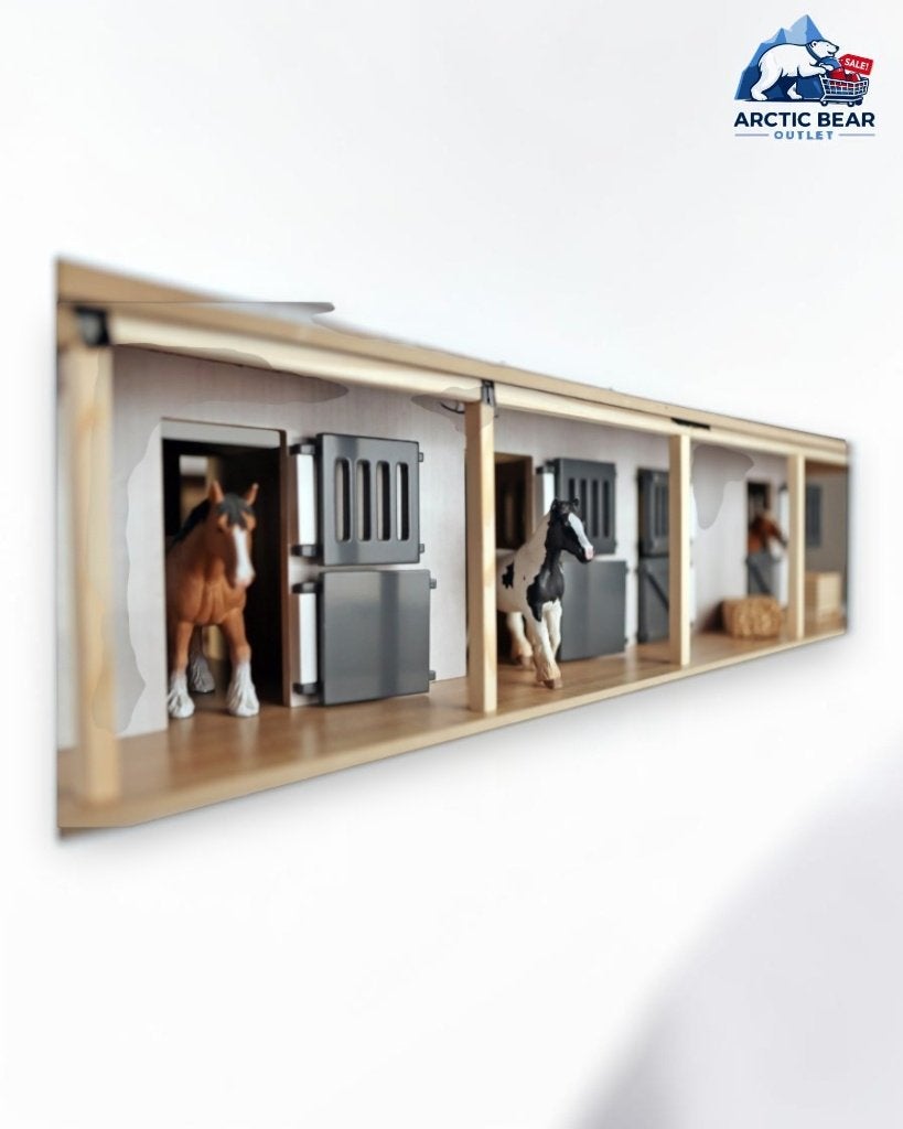 Kids Globe Paardenstal 1:24 – Houten stal met 6 boxen, Ophalen, Nieuw