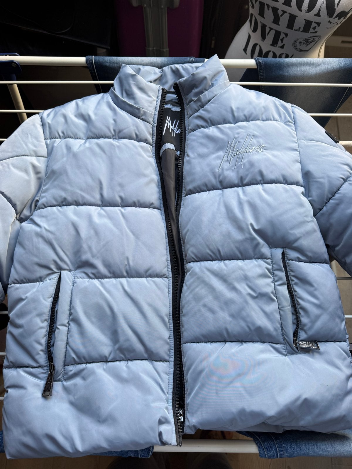 Malelions Junior Donn Puffer Ice Blue - Maat 152, Ophalen, Zo goed als nieuw, Jongen, Jas