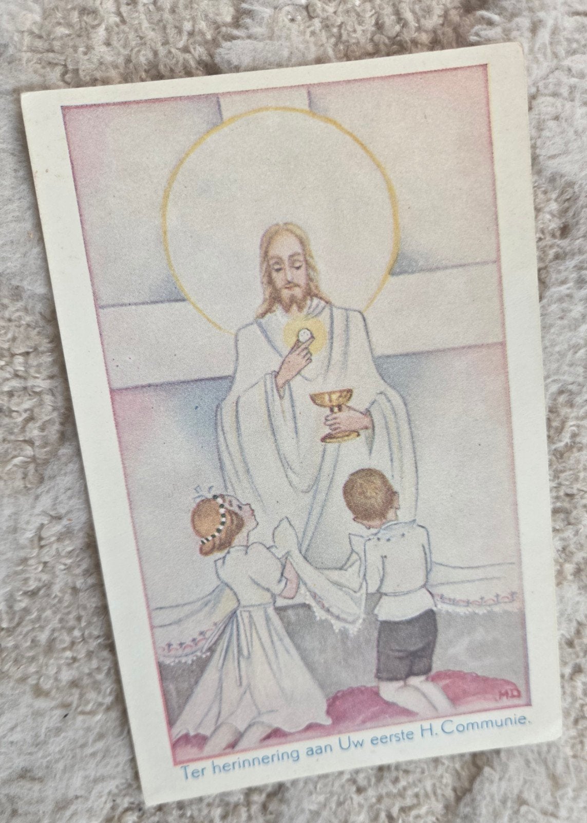 Ansichtkaart Eerste Heilige Communie - Religieus, Verzamelen, Verzenden, 1940 tot 1960, Ongelopen, Overige thema's