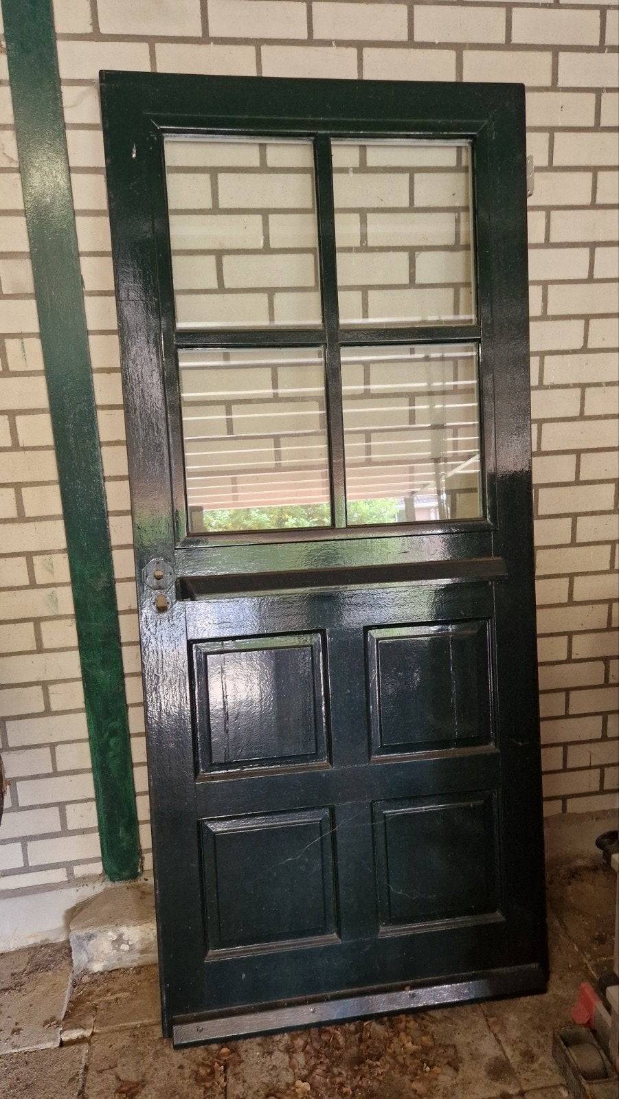 Voordeur met dubbel glas en houten panelen (opknapper), Doe-het-zelf en Verbouw, Deuren en Horren, Ophalen, Gebruikt, 80 tot 100 cm