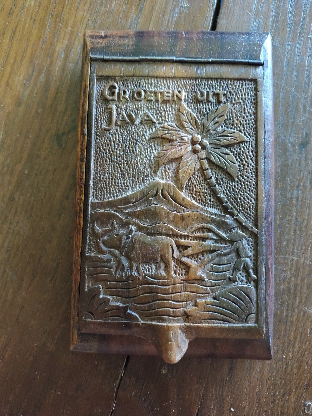 Indische Tabaksdoos/Sigarettendoos - Groeten uit Jav, Ophalen of Verzenden