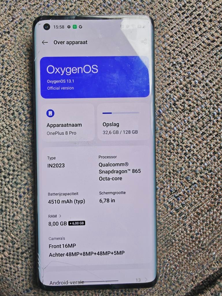 OnePlus 9 Pro met gebarsten achterkant, scherm intact, Telecommunicatie, Mobiele telefoons | Overige merken, Gebruikt, Ophalen of Verzenden