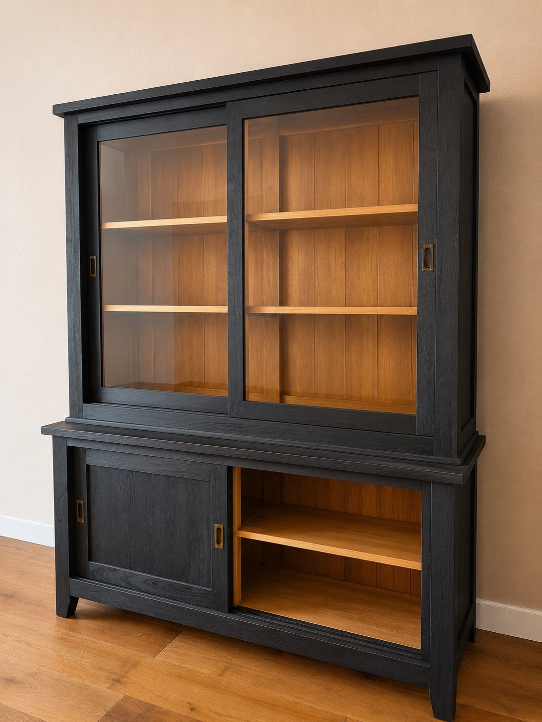 Buffet kast / vitrine kast., Ophalen, Zo goed als nieuw, 25 tot 50 cm, 200 cm of meer