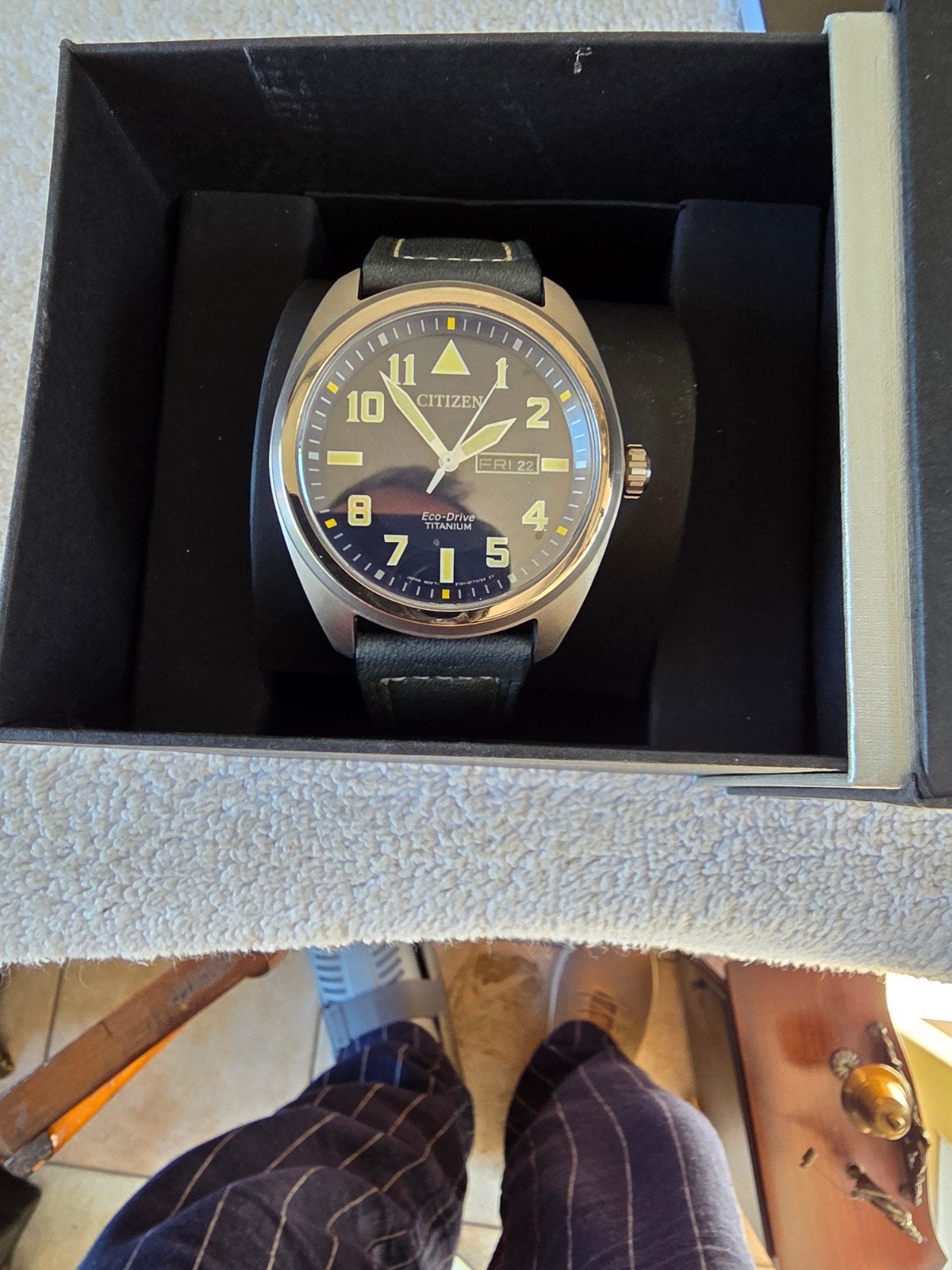 Citizen Eco-Drive Titanium Herenhorloge - Nieuw in Doos, Overige materialen, Leer, Nieuw, Ophalen of Verzenden