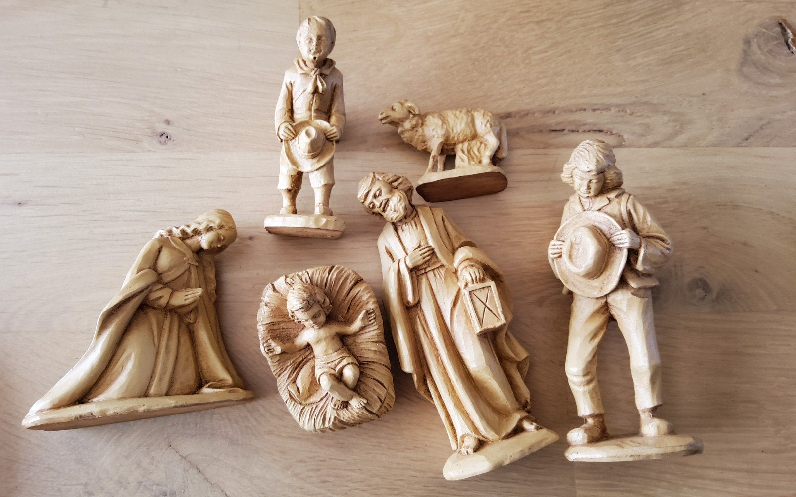 Oud retro Kerstgroep Kindje Jezus Maria Jozef schaap herders, Diversen, Ophalen of Verzenden