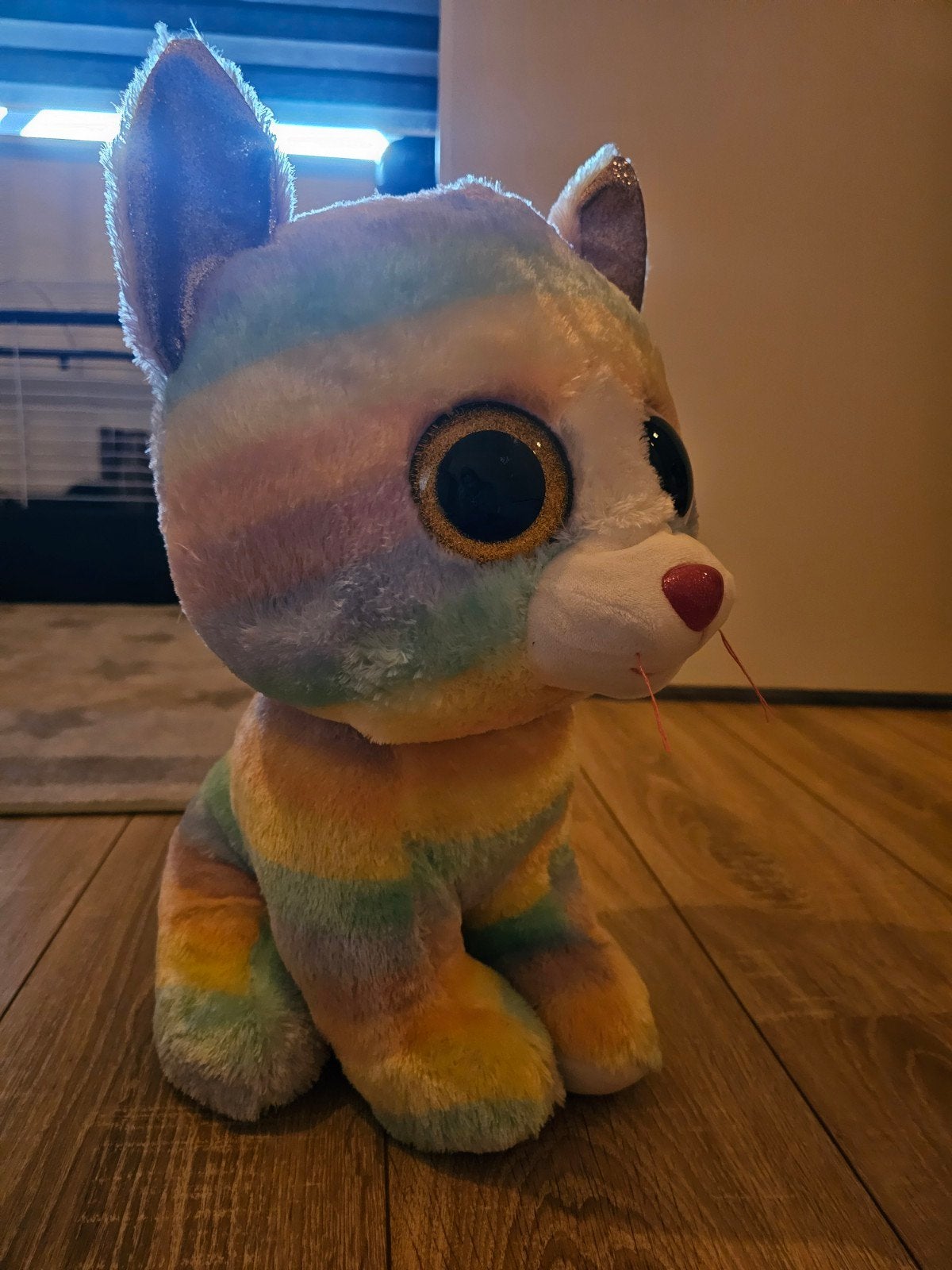 Ty Beanie Boo's Kat Heather Regenboog Pluche Knuffel, Ophalen of Verzenden, Zo goed als nieuw, Overige typen