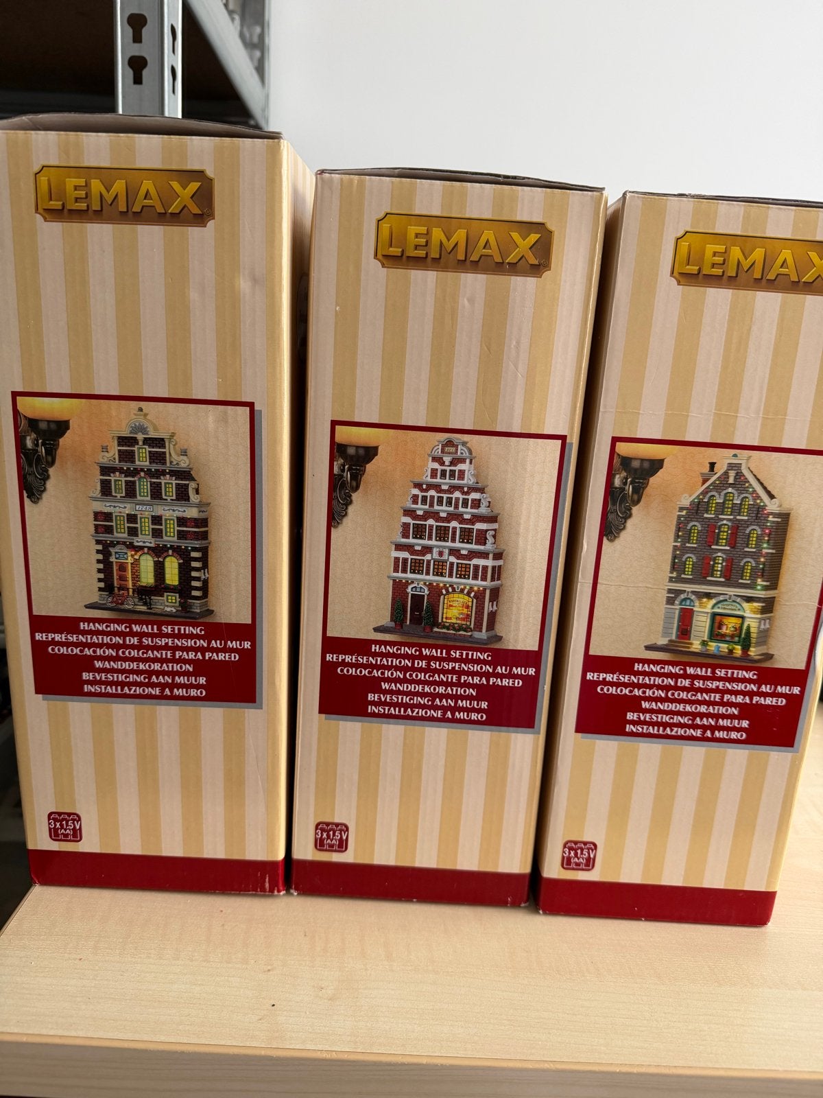 LEMAX  facade Grachtenpanden 3 stuks, Diversen, Kerst, Ophalen of Verzenden, Zo goed als nieuw