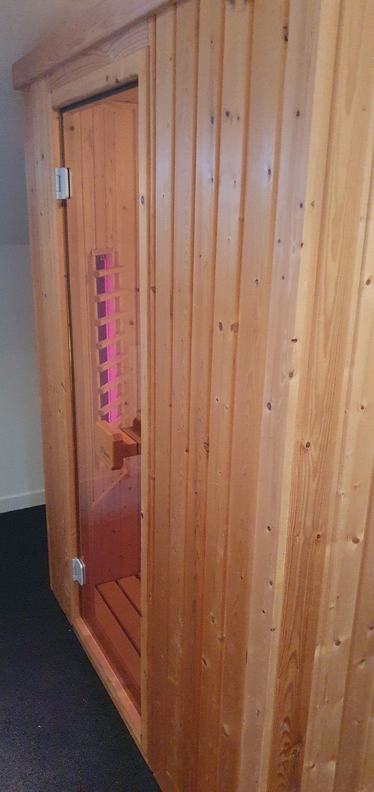 mooie combi sauna direct heat lampen en kachel, Sport en Fitness, Sauna, Ophalen, Zo goed als nieuw, Infrarood, Complete sauna