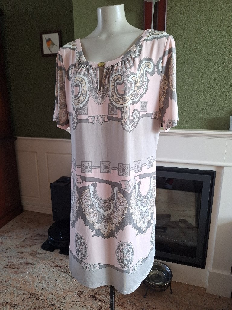 K-Design zacht roze licht grijze jurk XXL, K-design, Maat 46/48 (XL) of groter, Ophalen of Verzenden, Zo goed als nieuw