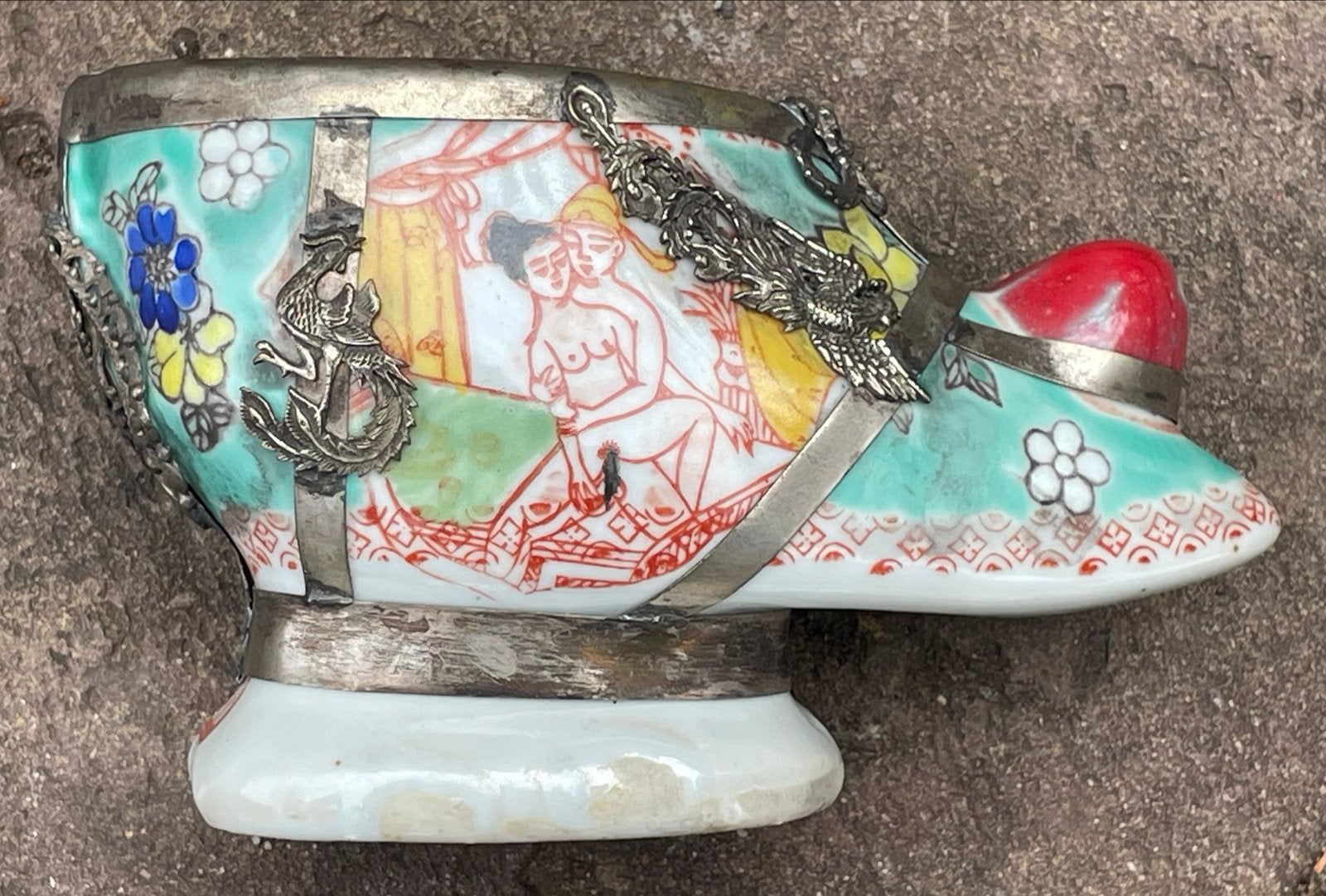 Antiek Chinees Porseleinen Erotisch Schoentje - Shunga, Ophalen of Verzenden