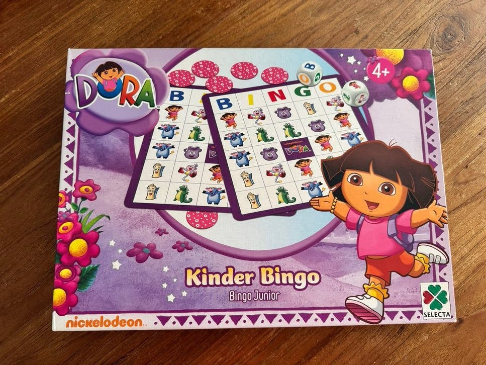 Dora Kinderbingo: Leerzaam spel voor 4+ met plaatjes, Drie of vier spelers, Ophalen of Verzenden, Gebruikt